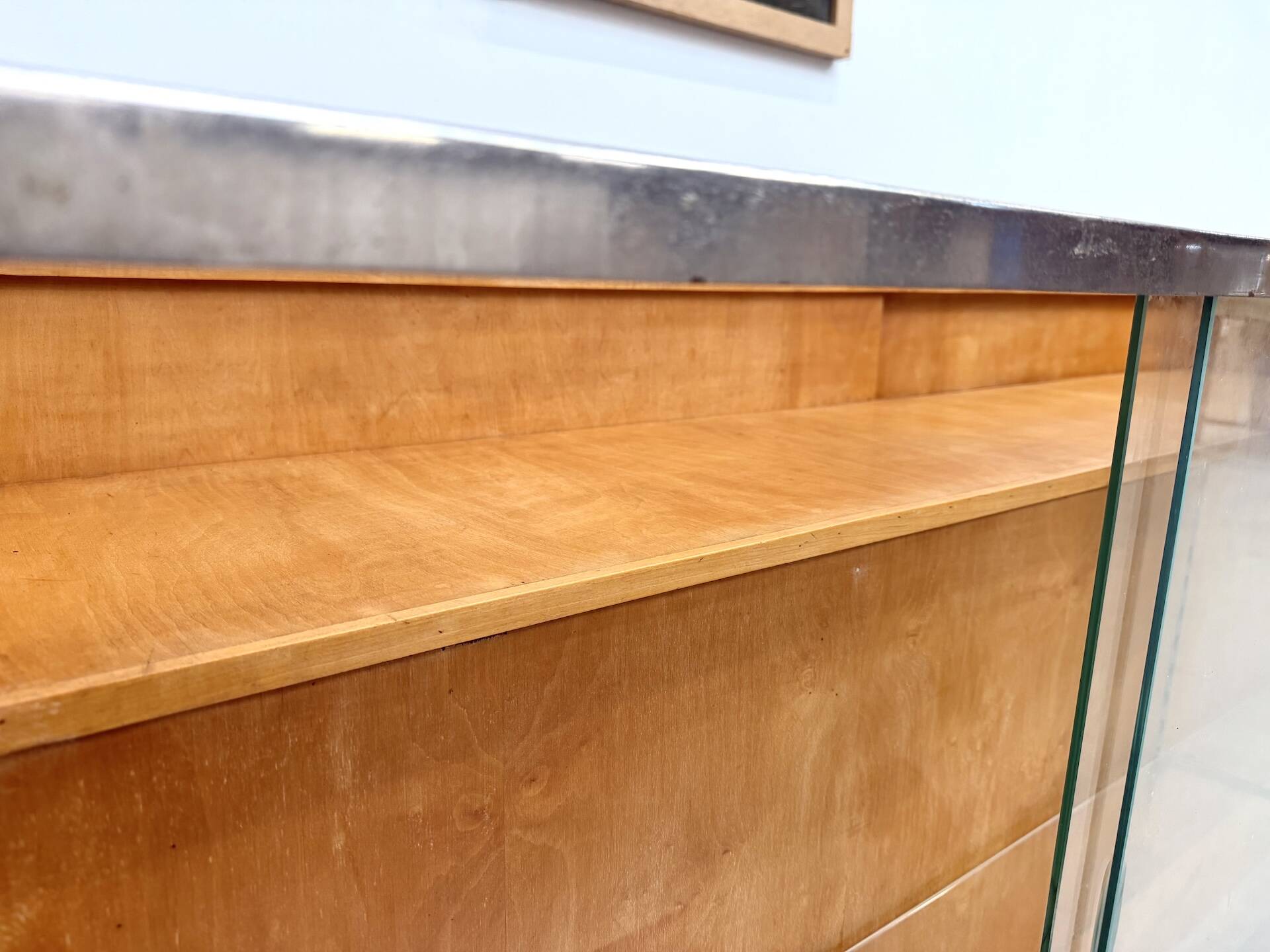Vintage Siegel Paris workbench in oak and glass – 1950