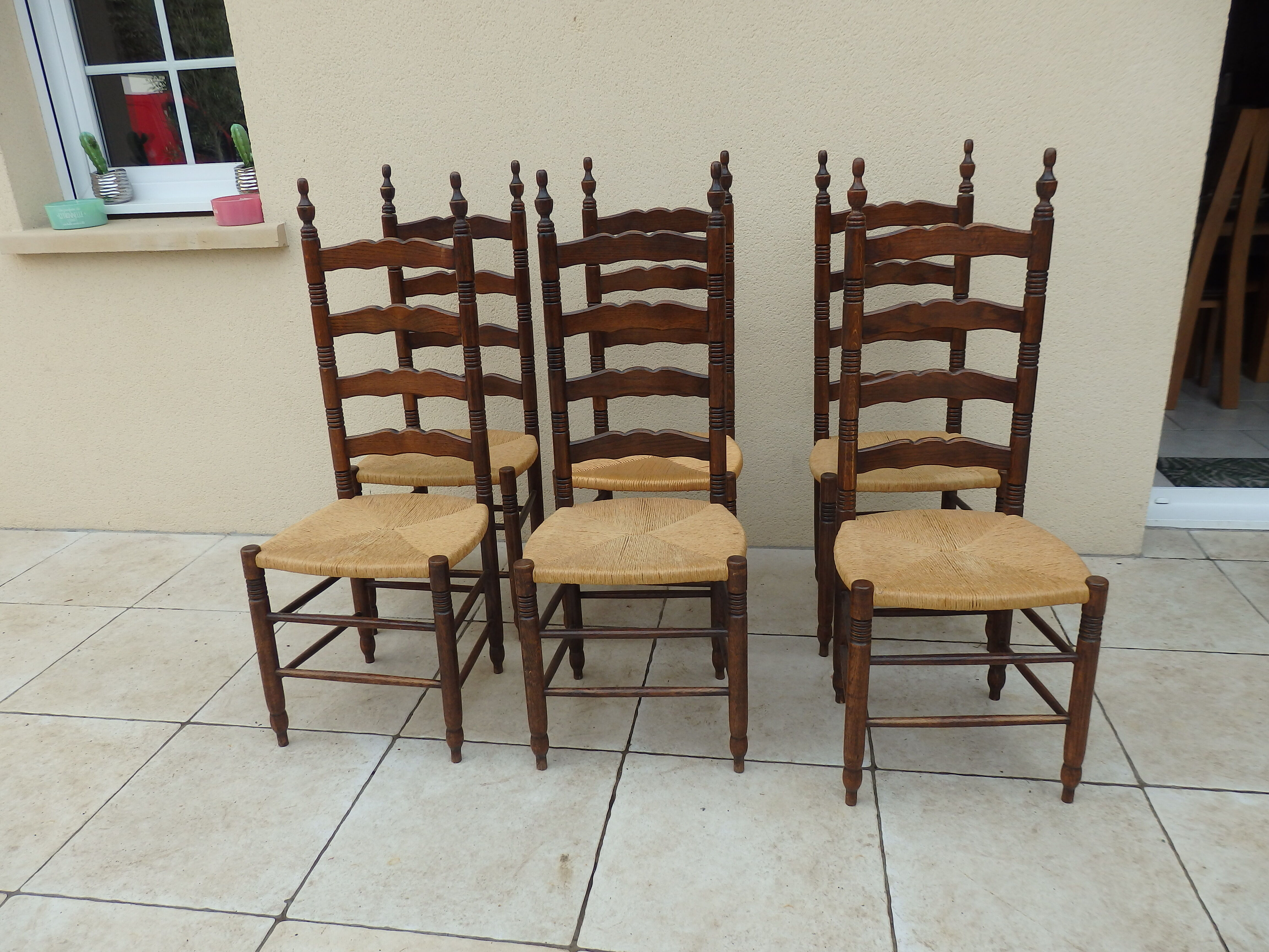 6 chairs straw and wood farmhouse old monastery