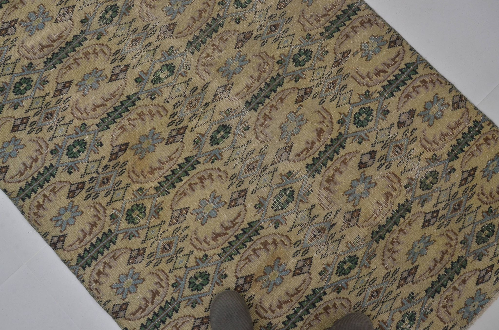 Tapis de sol vintage géométrique Oushak sku 1563