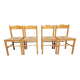 Set de 4 chaises en pin et jonc vintage