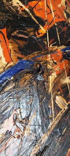 Abstract Materic Oil on Canvas Signed DE ROSA 1997 80x80cm