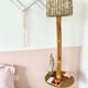 Vintage rattan bedside table floor lamp