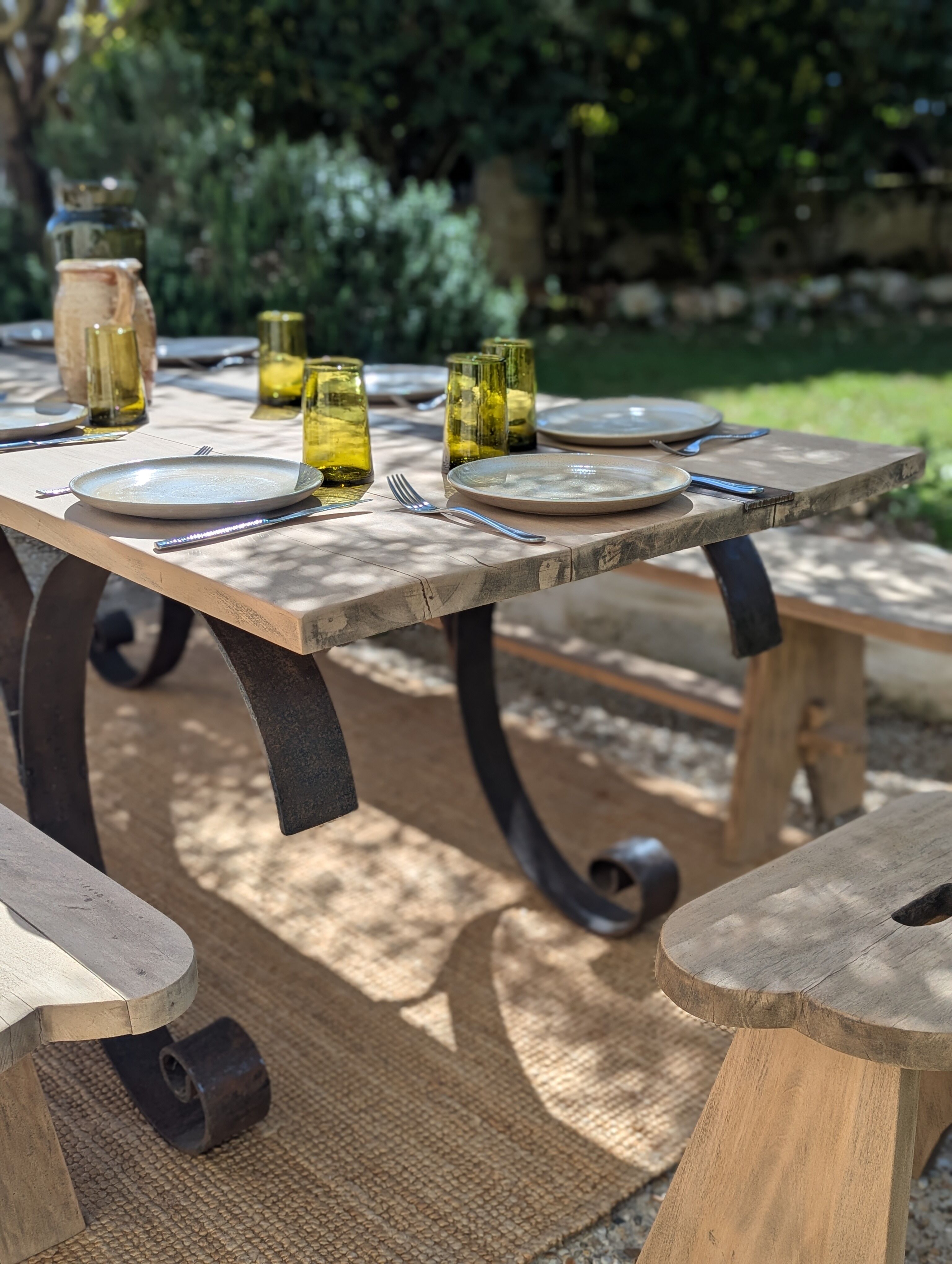 Table set, stools and benches