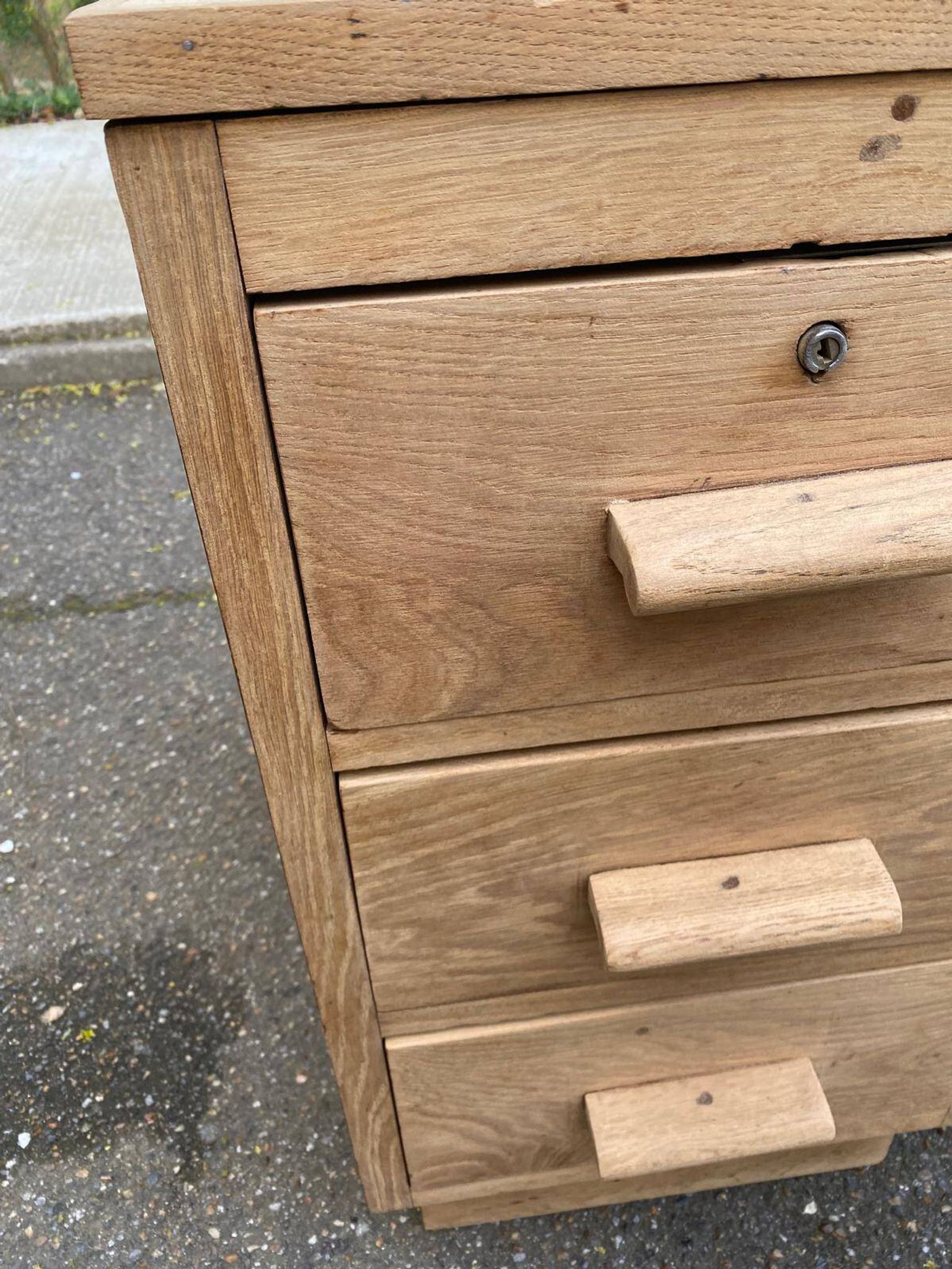 Bureau administratif extensible rénové en chêne du XIXème 130cm