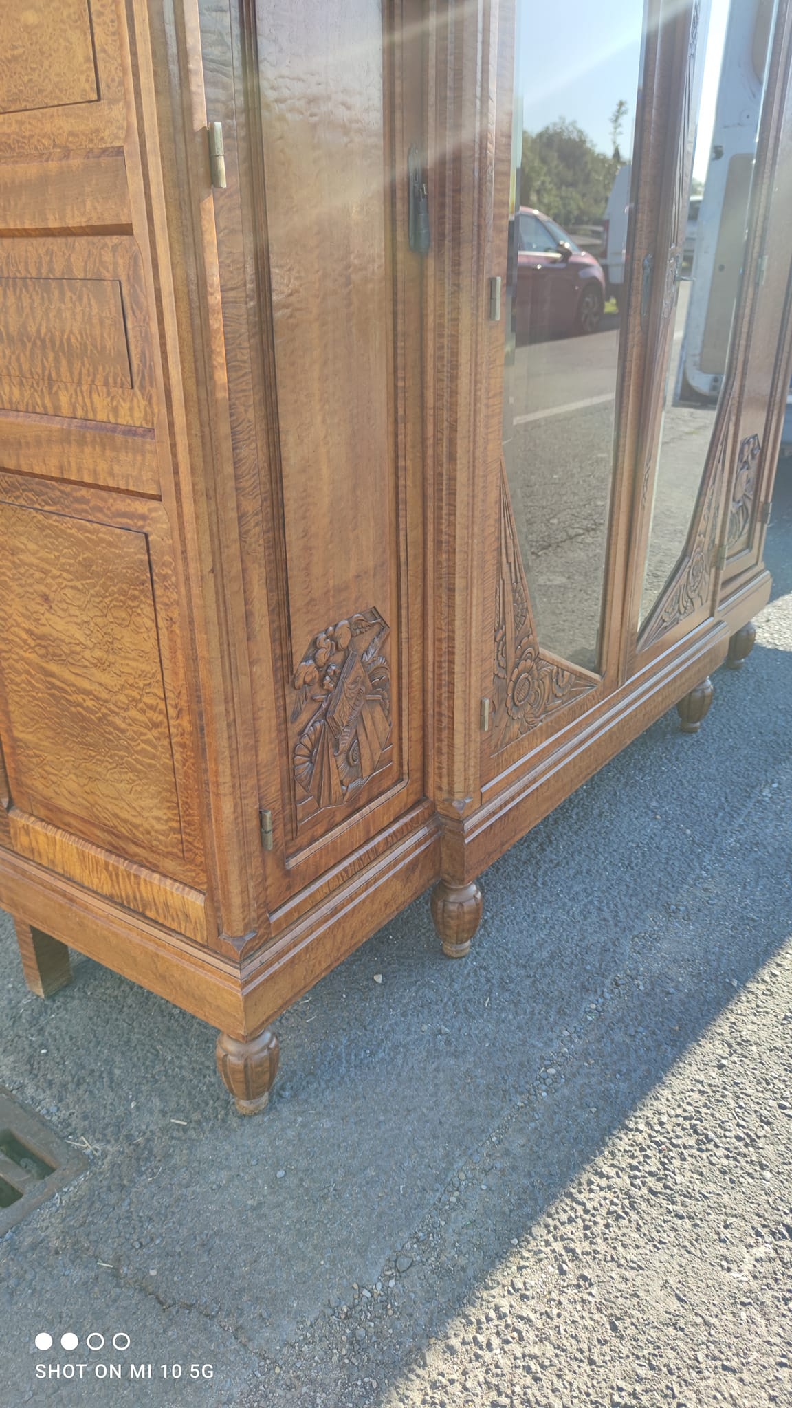 Bibliothèque de bureau 1925 en acajou ondé massif