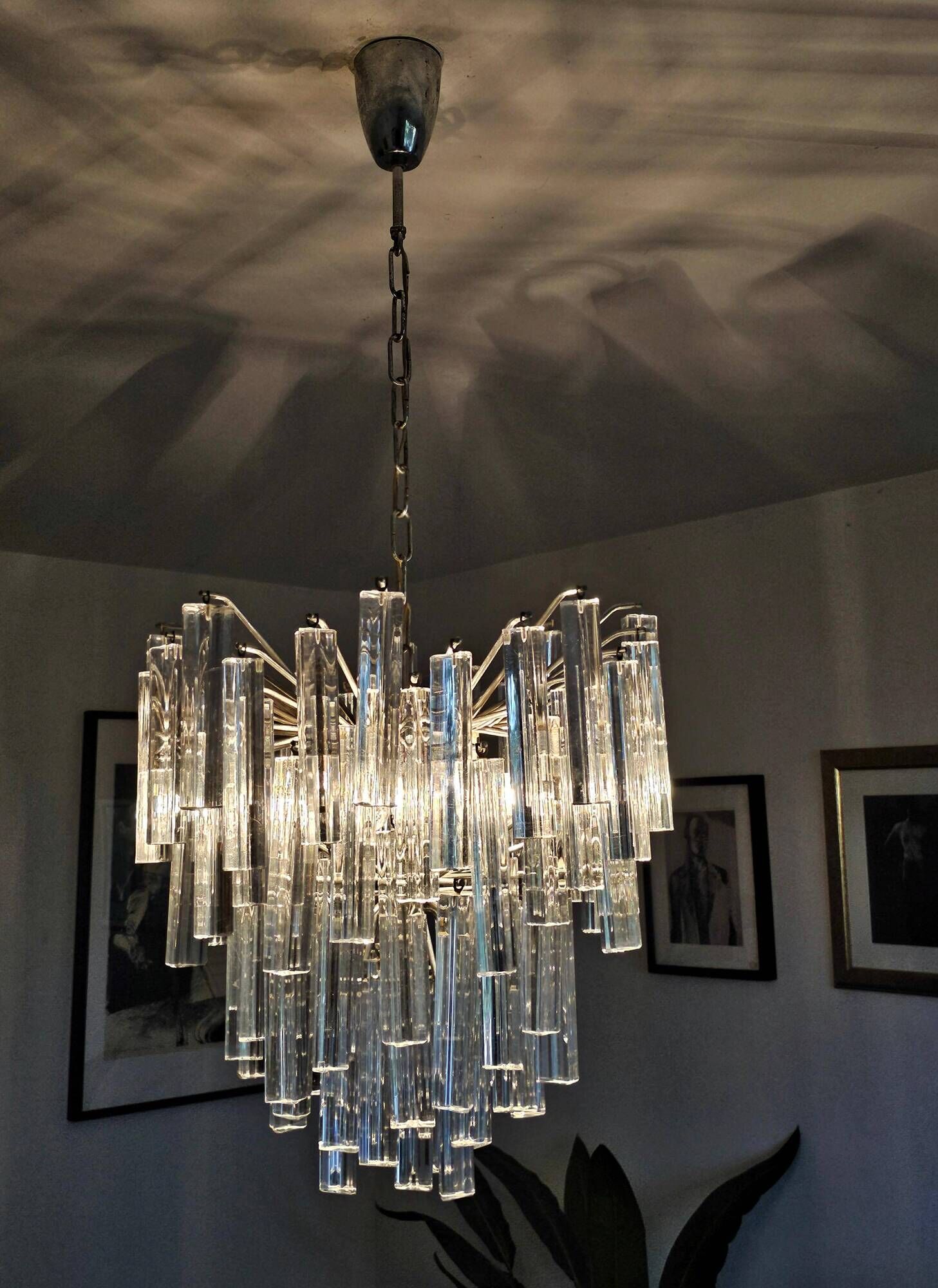Mid-Century Modern Triedri Crystal Chandelier by Paolo Venini