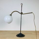 Art Deco lamp goes up and down opaline brass