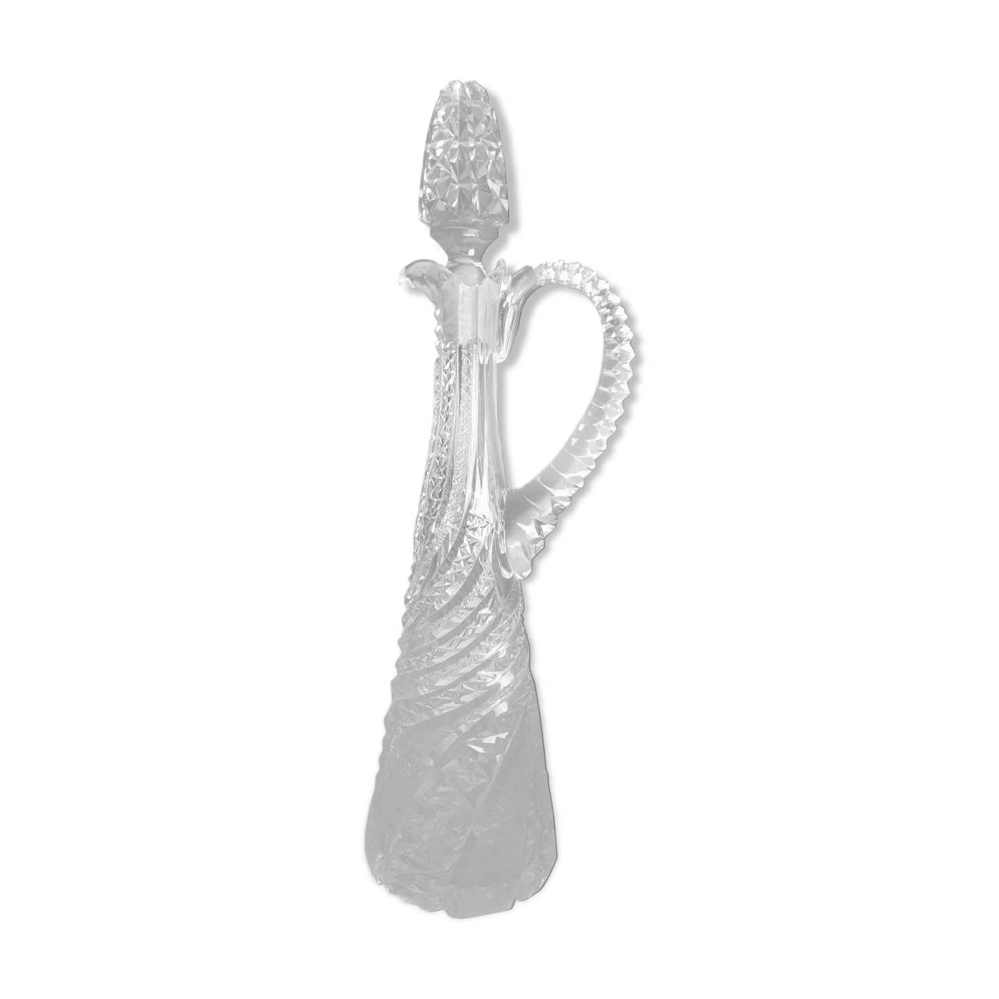 crystal carafe and cap trimmer stone and big old work chiselee
