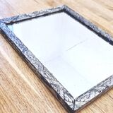 Small Art Deco carved wooden mirror, silver leaf.