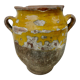 Old candied pot in yellow glazed terracotta XIX century