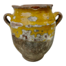 Pot à confit ancien en terre cuite vernissée jaune XIX ème siècle