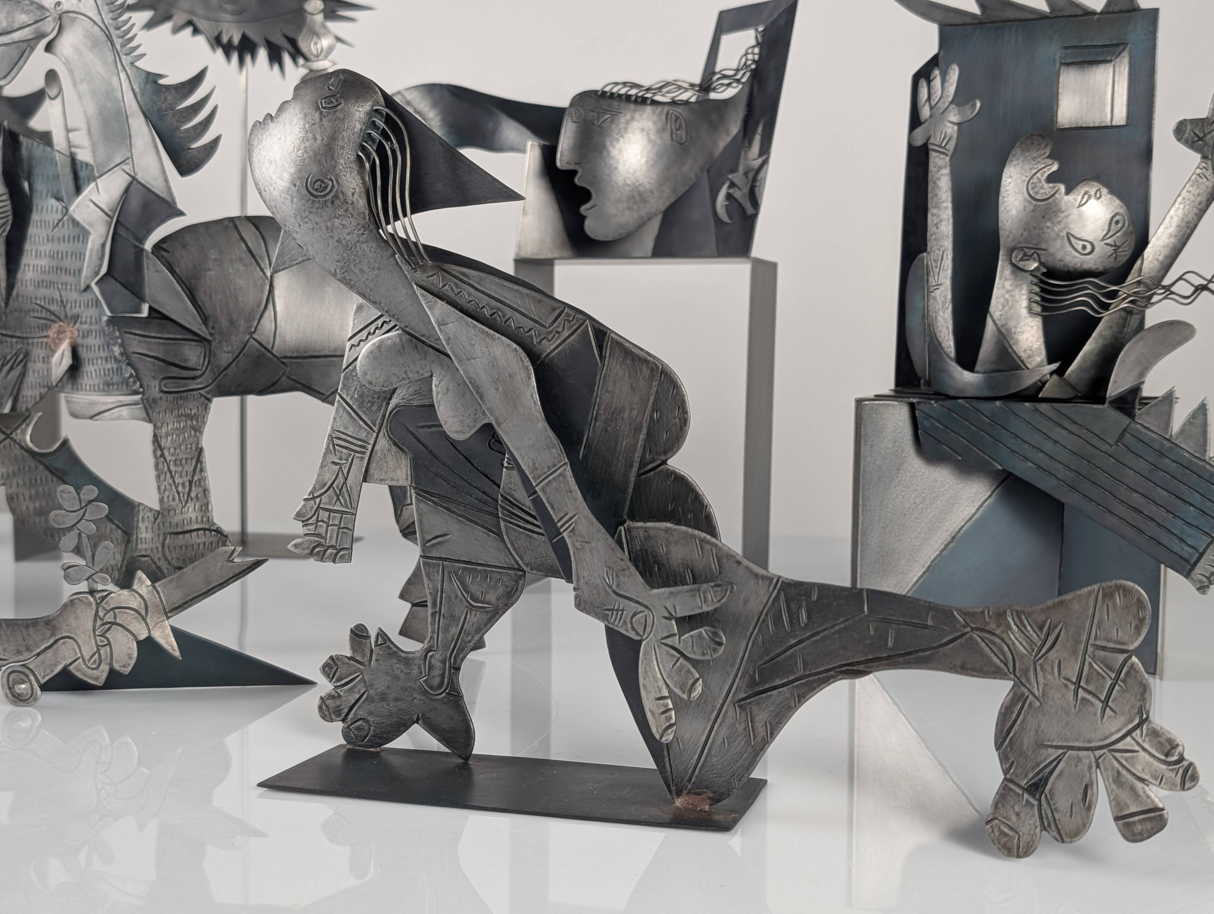 Sculptural Group "After Picasso" in Metal, Guernica Tribute, Late 20th Cent