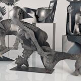 Groupe sculptural « D'après Picasso » en métal, hommage à Guernica, fin du XXe siècle