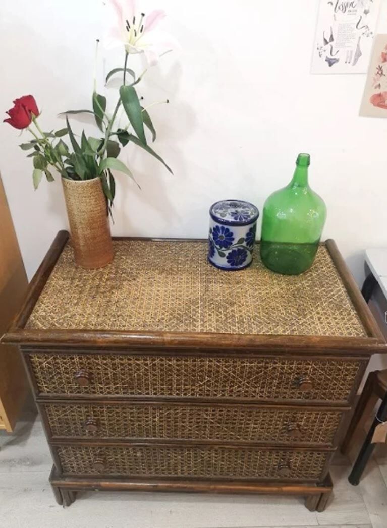 Wooden & canning chest of drawers