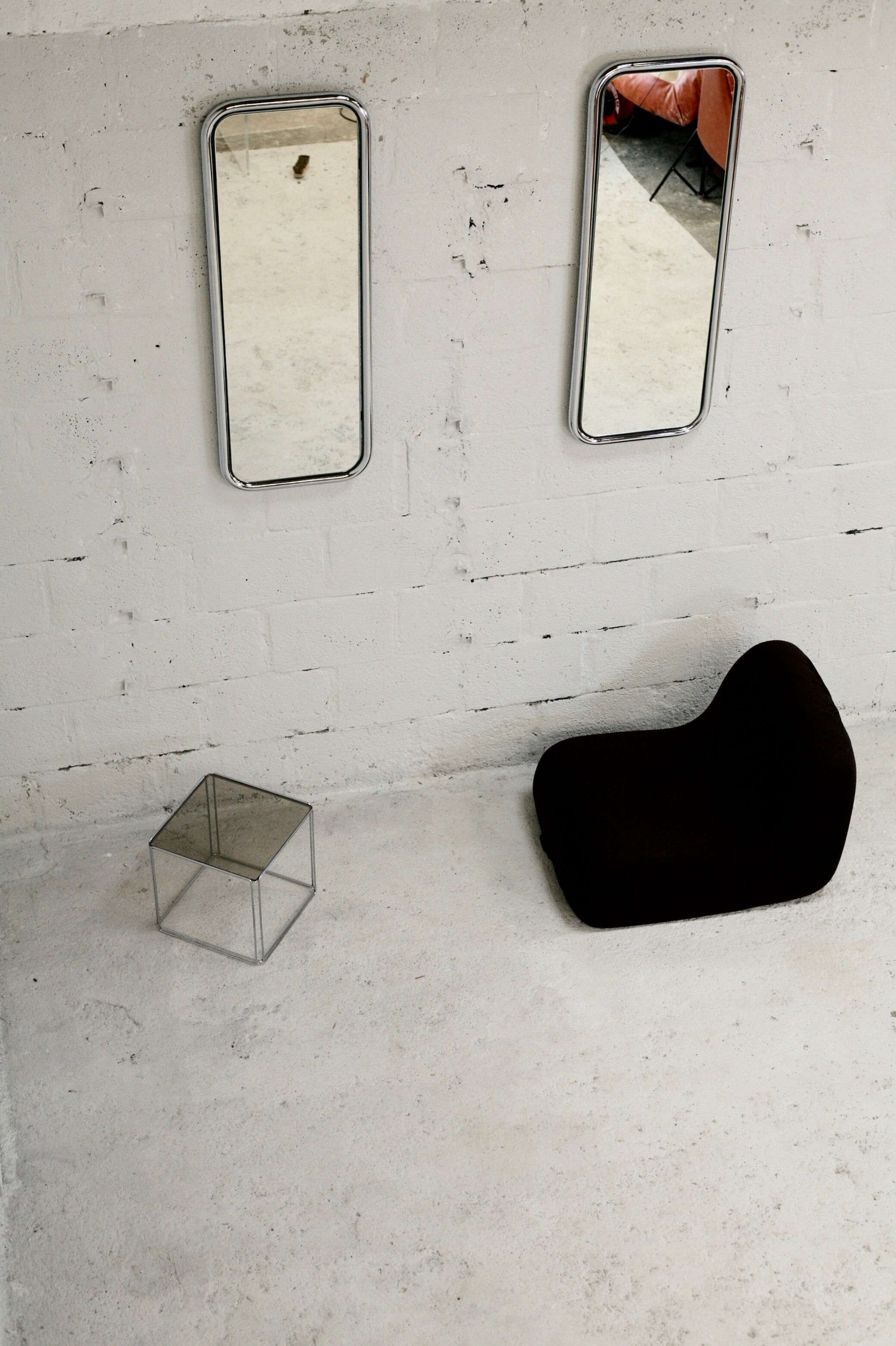 Pair of 70s tubular mirrors, chrome steel