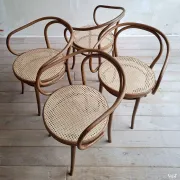 Ensemble de 4 chaises brunes 209, Ligna, années 1970