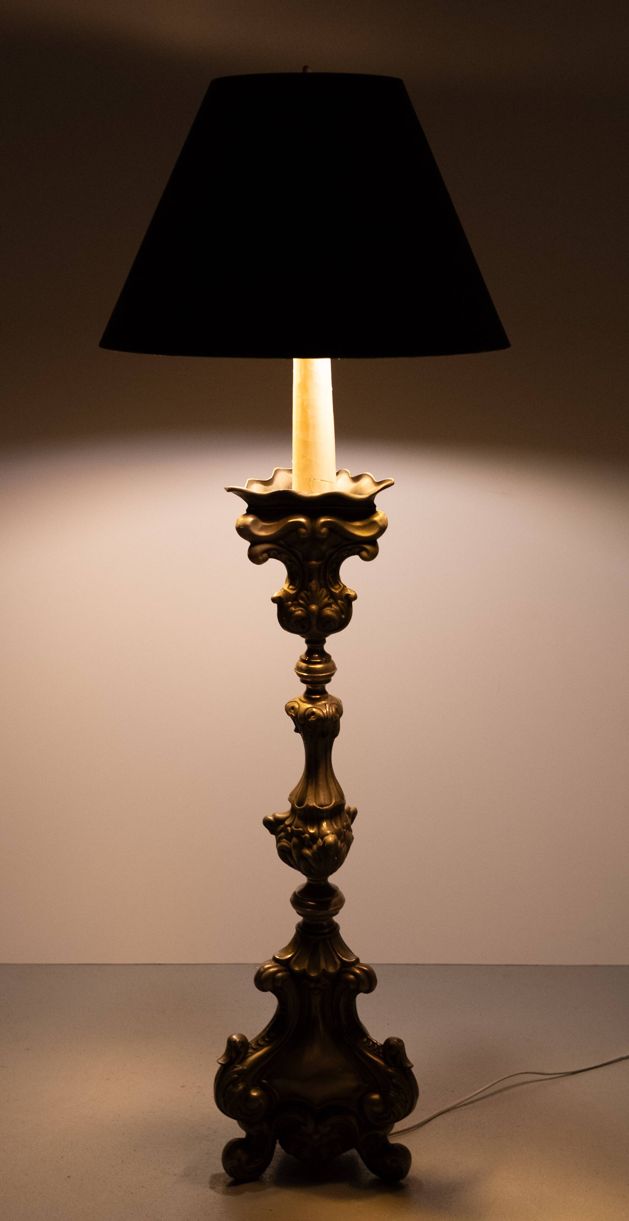 Stunning Antique Pewter Rococo Candlestick floor lamp Italy