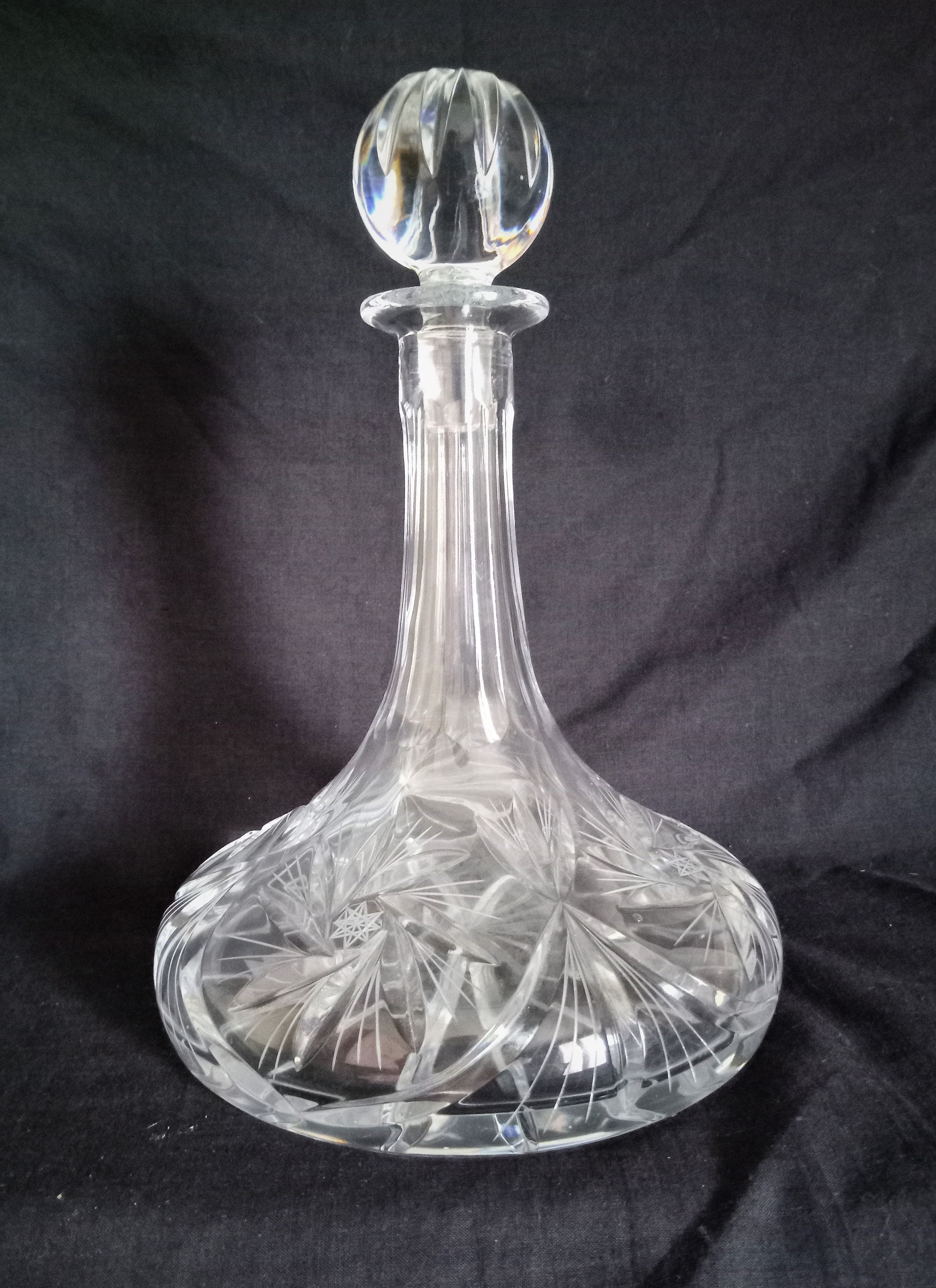 Bohemian cut crystal wine decanter