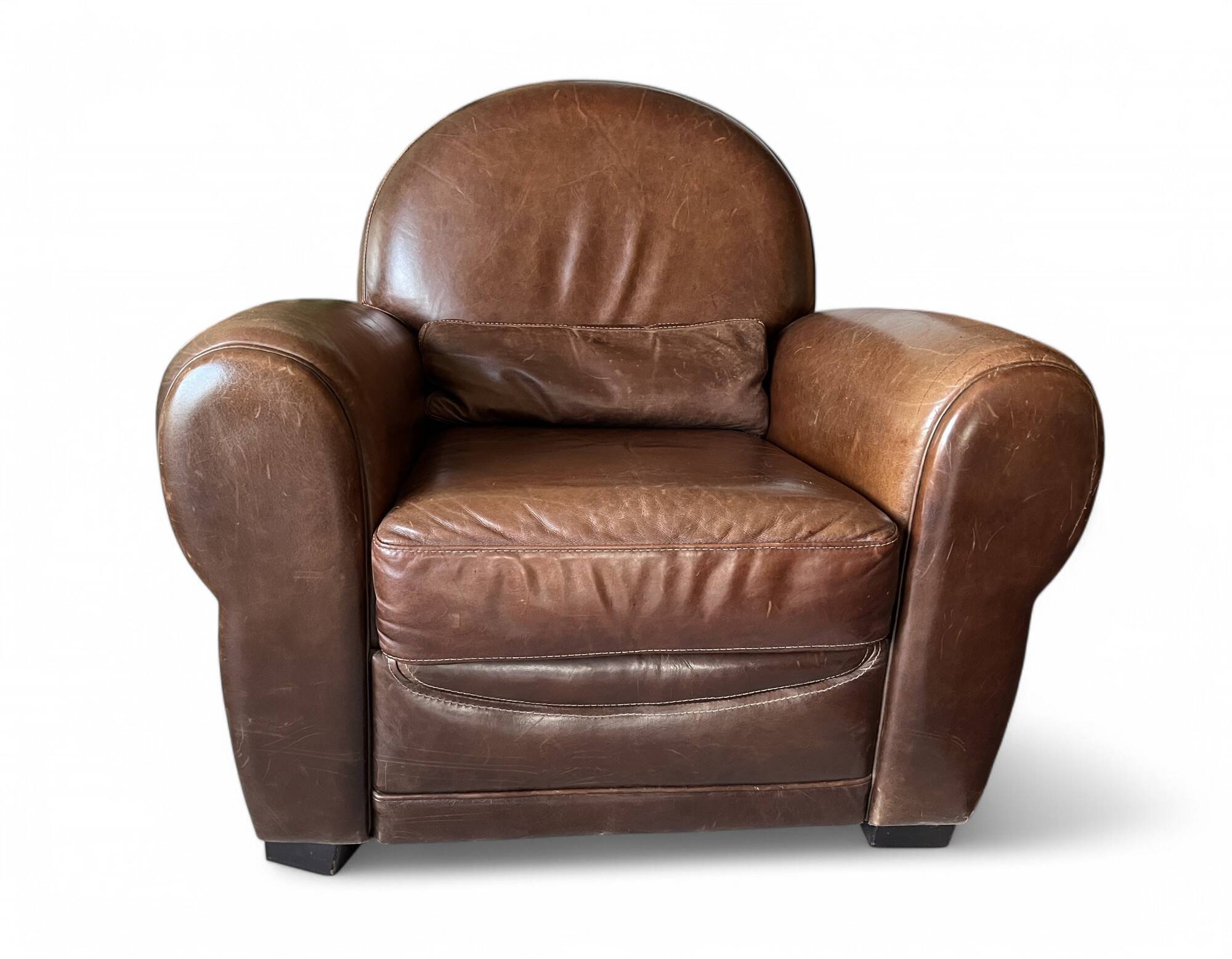 Vintage club armchair in Havana leather from the late 20th century