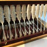 Service a poisson coffret en bois en bois d'acajou blond
