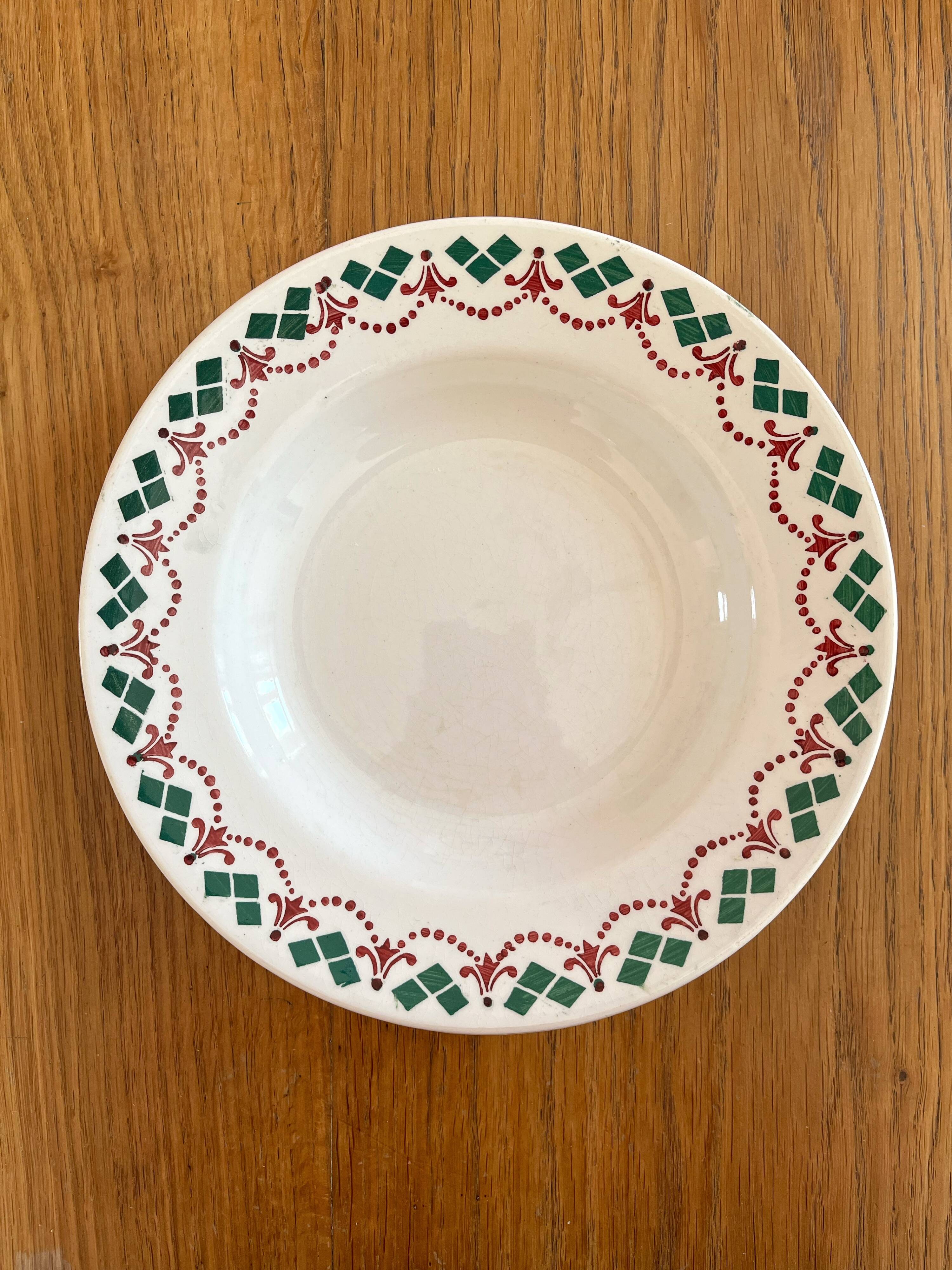 3 vintage Art Deco soup plates by Hamage & Moulin des Loups