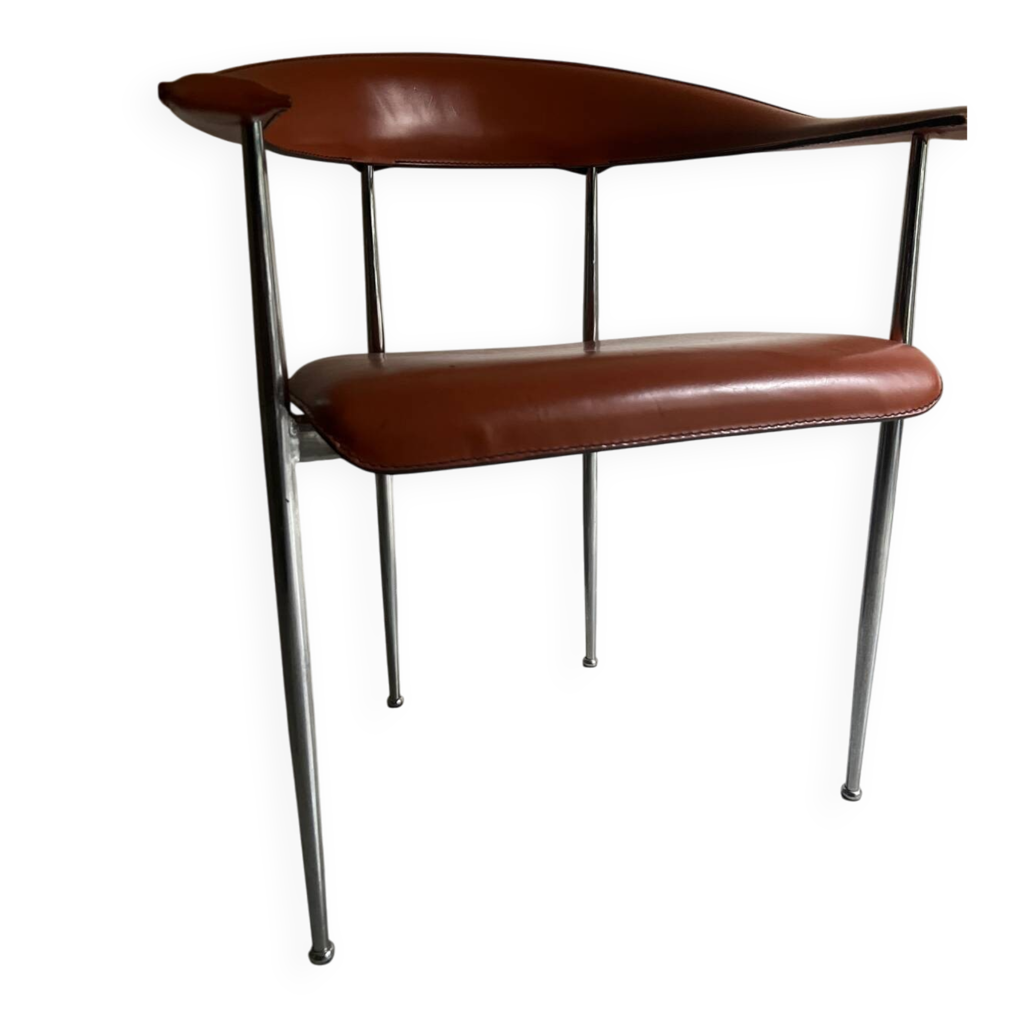 Lot de 2 chaises fasem P40 cuir cognac