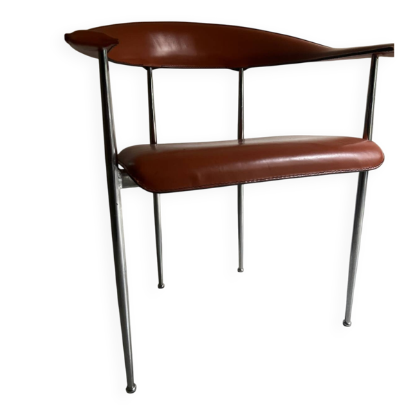 Lot de 2 chaises fasem P40 cuir cognac