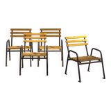 Anciennes chaises de jardin en fer jaune (c.1920). Ensemble de 4 pièces #39