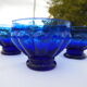 4 bols verre bleu cobalt