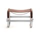 Antique Steel and Dark Brown Saddle Leather Footrest, Contemporary Style