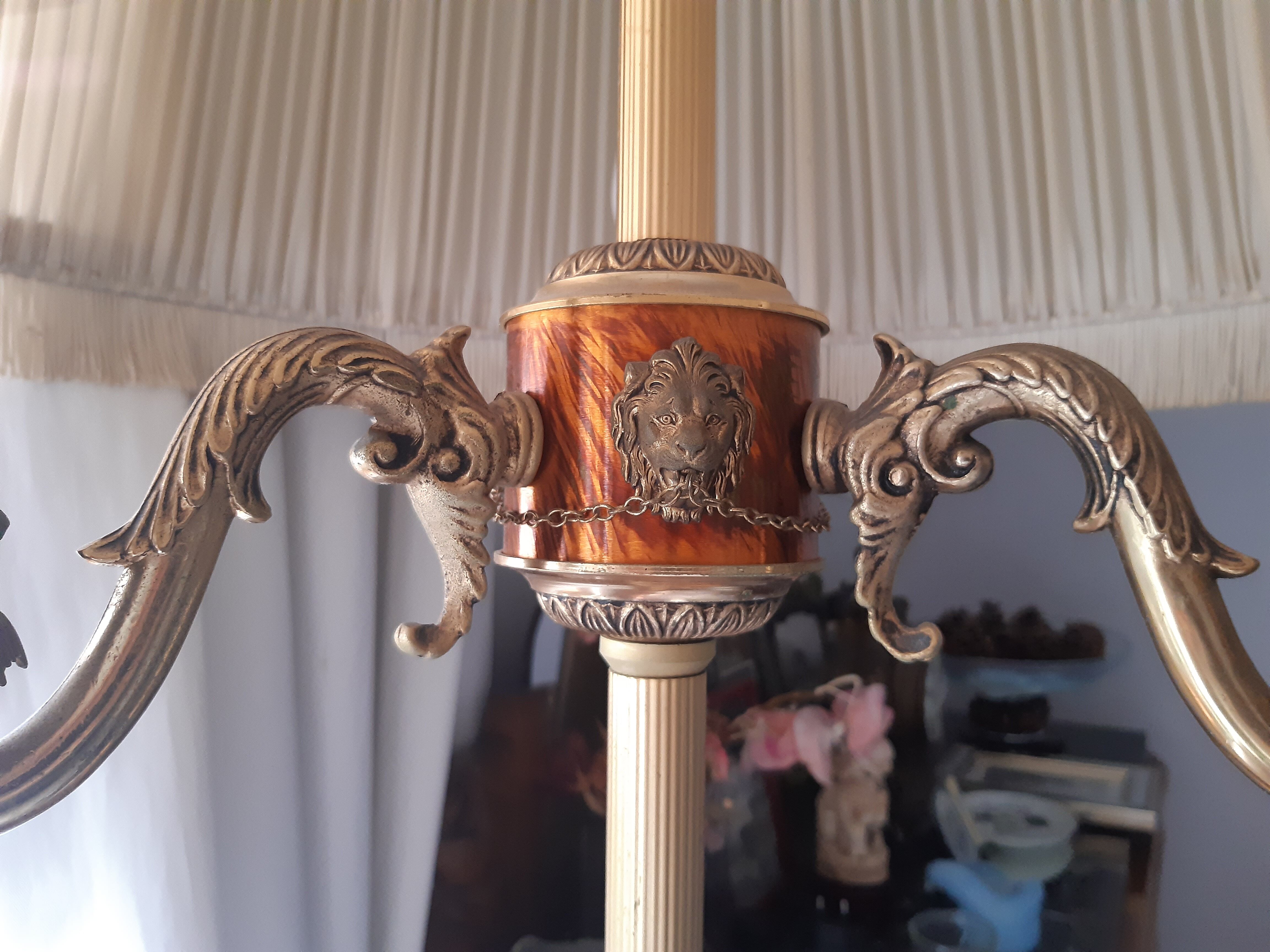 Vintage bronze lampshade floor lamp