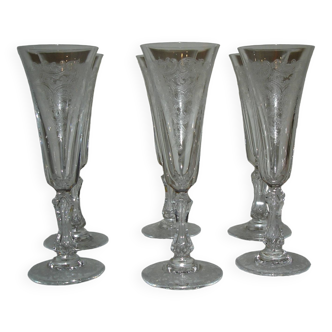 Saint louis 6 flutes a champagne cristal grave - 19 cm