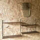 Vintage string wall shelf with 3 supports