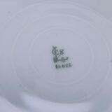Limoges porcelain cheese/dessert plates with blue border and small pink flowers – MSFP1
