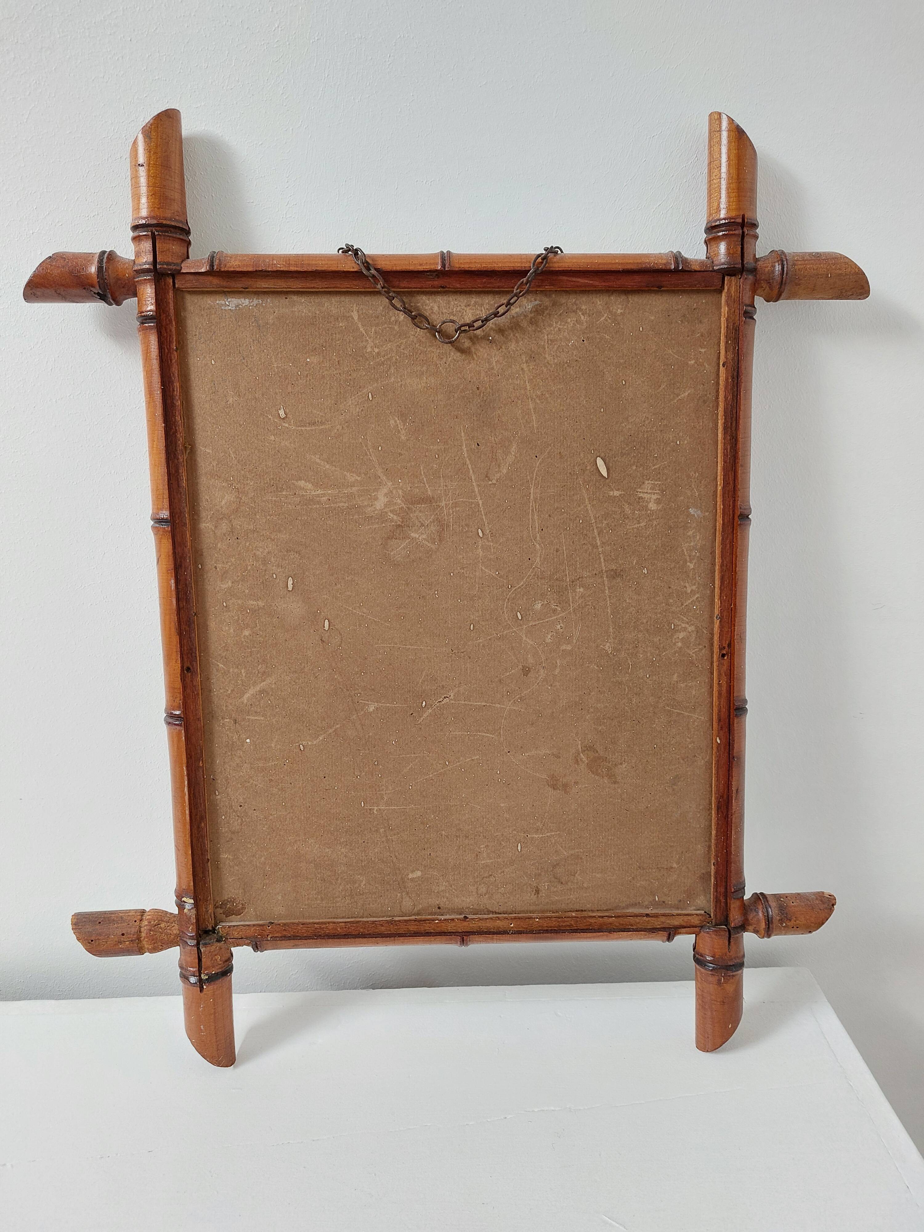 bamboo mirror, vintage, 41 by 48cm