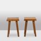 Pierre Chapo. Pair of stools in natural blond elm. 1970s.
