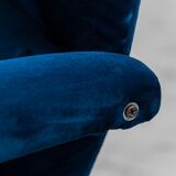 Armchair velvet blue metal light blue 60s vintage