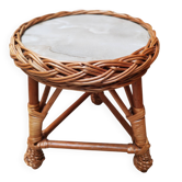 Tabouret en rotin vintage