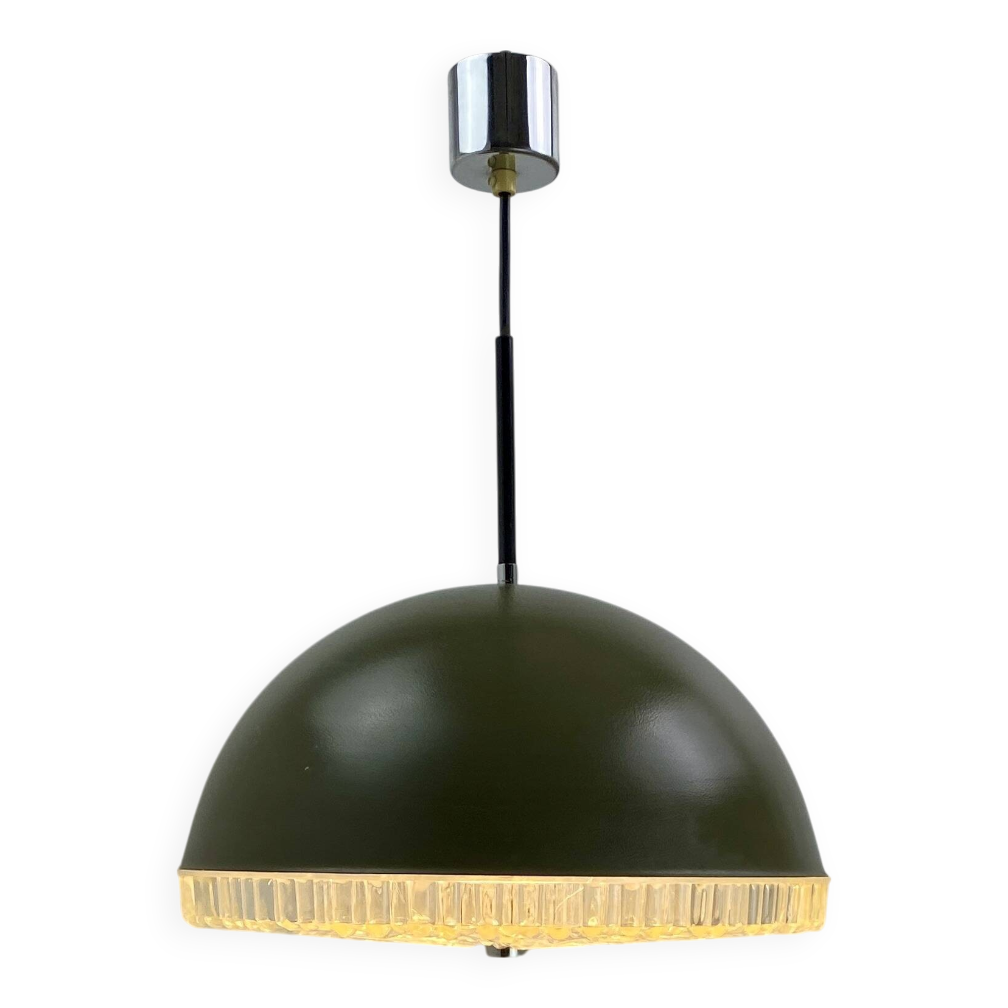 Space Age 1970 pendant light, brown and chrome
