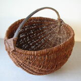 Old basket in wicker and wood Normandy deco kitchen farm normande 38 cm