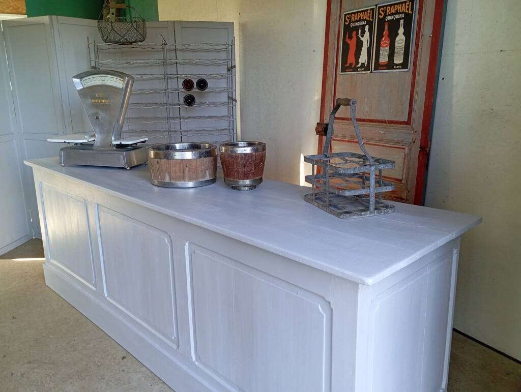 Comptoir d'épicerie 245 cm fin XIXème