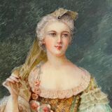 19th-century miniature depicting an 18th-century woman, bronze frame