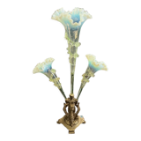 Tulip tree centerpiece in opalescent glass and bronze nineteenth