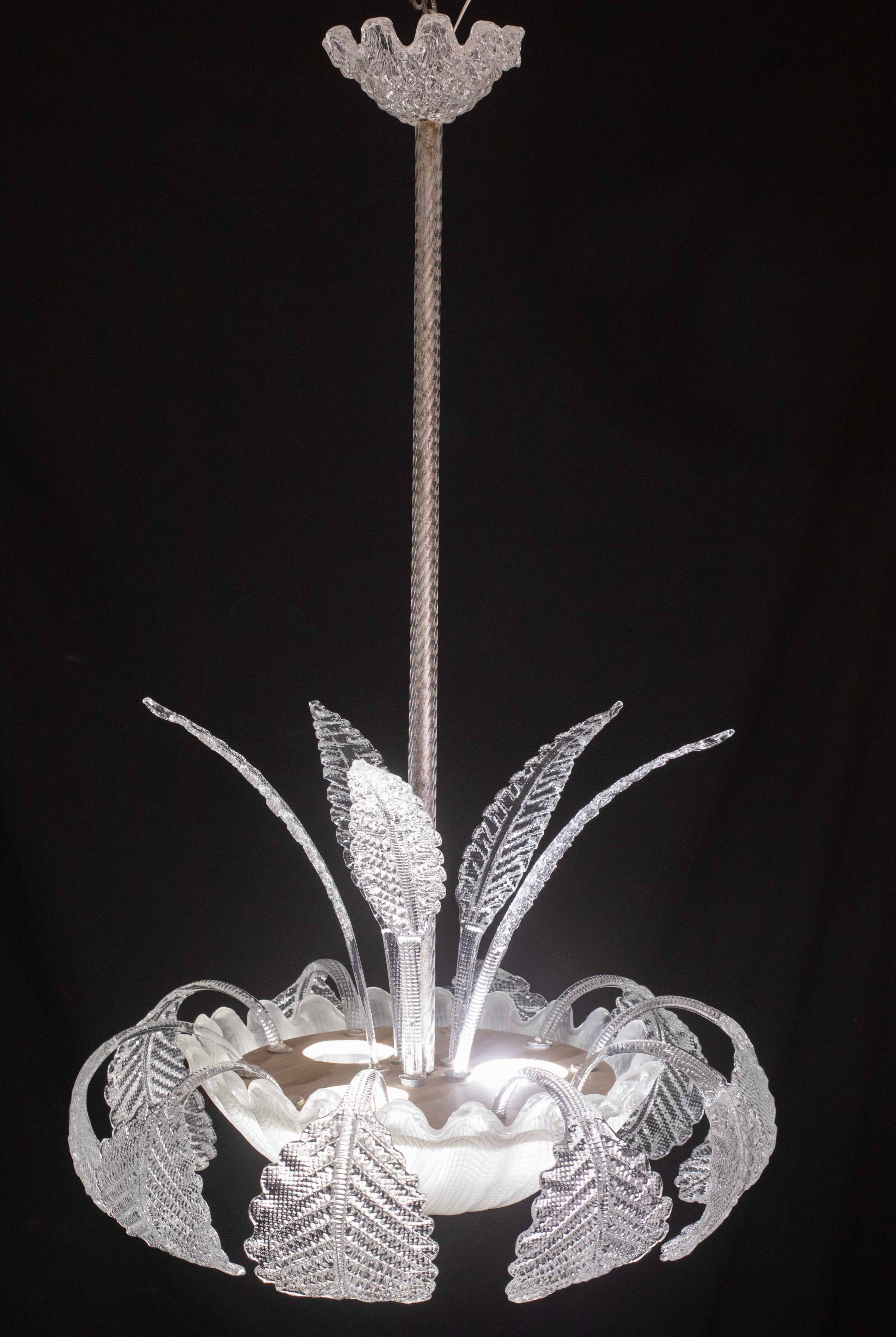 Art Decò, Barovier & Toso Chandelier, Murano Glass, 1950s