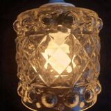 Pair of vintage 1970s glass pendant lights