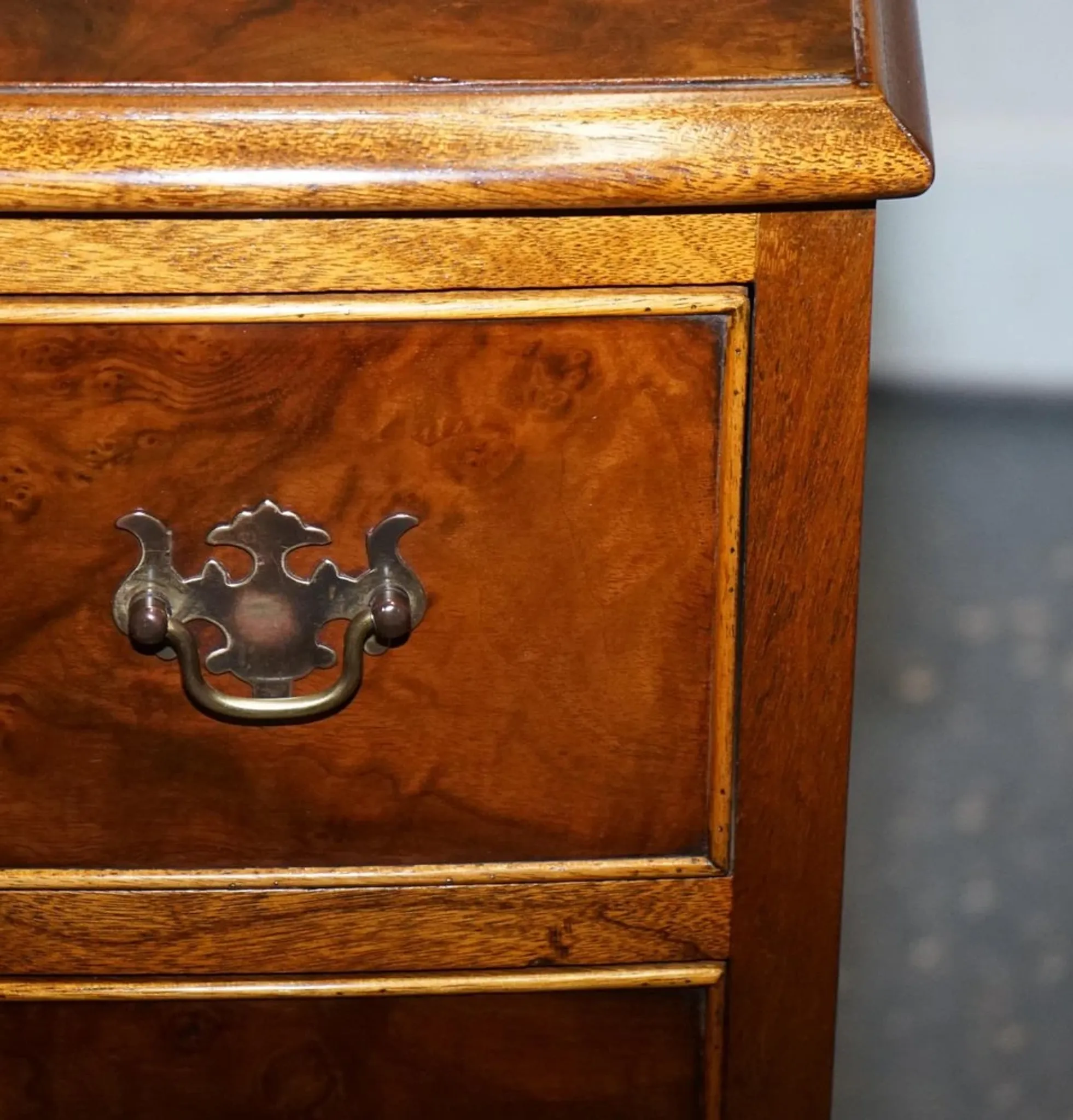 Nightstands in Walnut Burl with Drawers, Set of 2