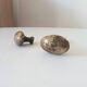 Pair of antique oval door handles in solid gold-plated brass.