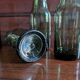 Lot de 5 bouteilles anciennes en verre vert olive