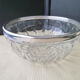 Salad bowl or fruit cup made of molded pressed glass and silver metal
