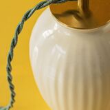 Royal Delft white ceramic table lamp with Liberty London shade, 1930s.